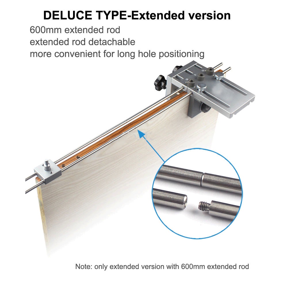 Alat Bantu Bor 3 in 1 Dowelling Jig Drill Guide Locator Positioner Deluxe Version with Extended Rod - MD590 - Silver