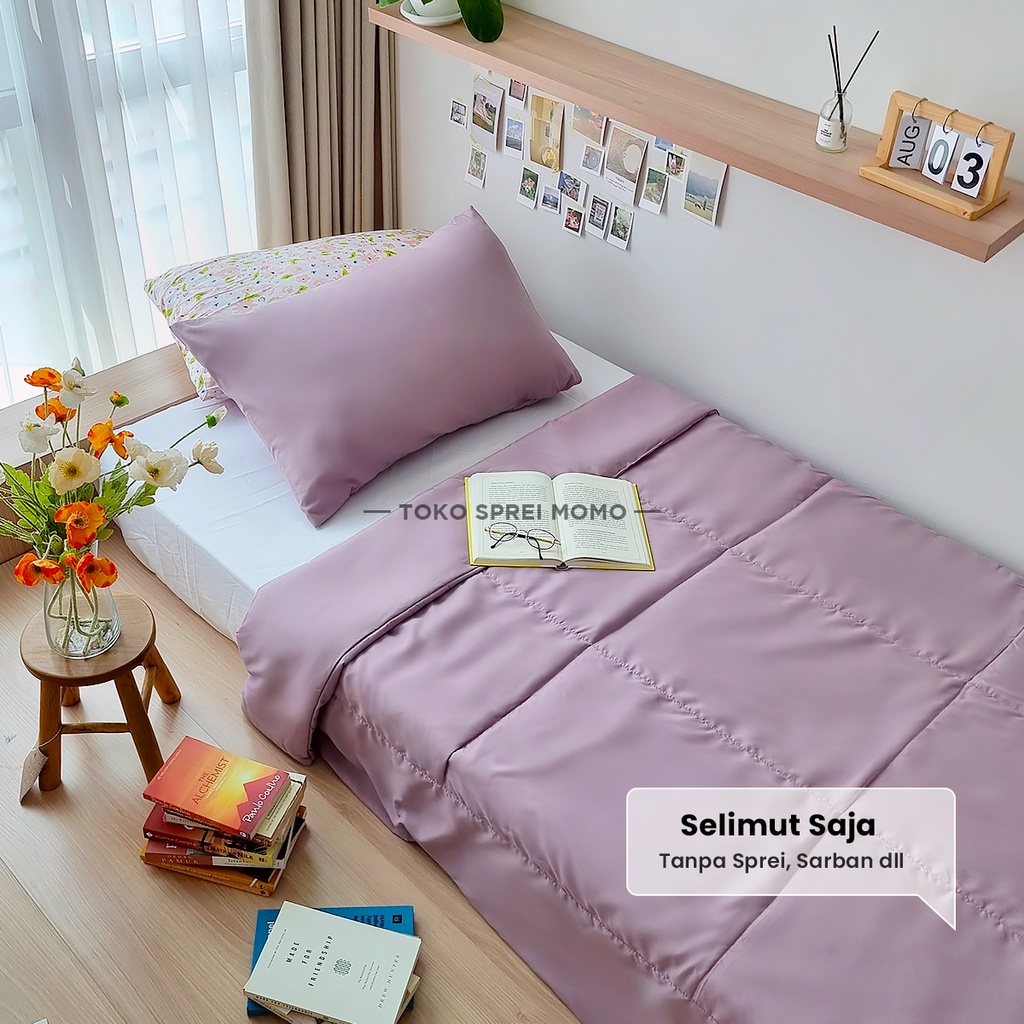 Bedcover Single Polos Lite Edition - Microtex Seri Aesthetic - Selimut Saja