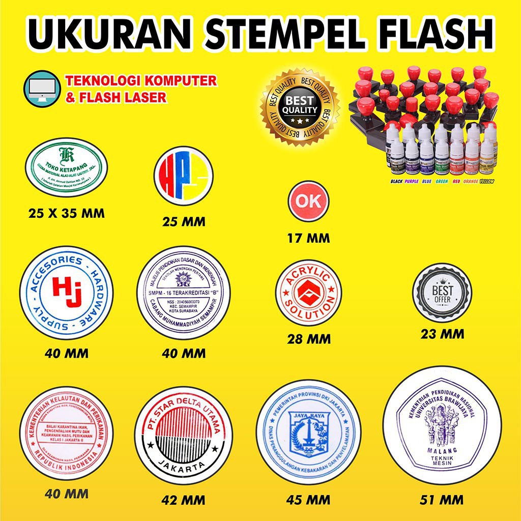 Stempel Flash Pembuatan Stempel Flash Kilat Stempel Otomatis Stempel Toko Sekolah Instansi Lembaga Universitas super murah Bentuk Bulat Stempel Reseller MS Glow Stempel Mini Gold Minigold Stempel Reseller