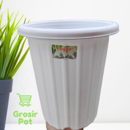 GROSIR POT Bunga Yogap YPT 18 Putih / Pot tanaman plastik