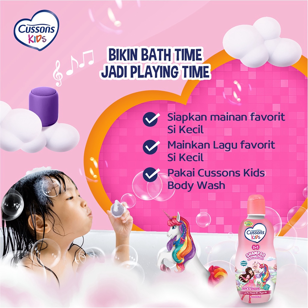 Bisa COD CUSSONS KIDS Shampoo Soft &amp; Smooth / Black &amp; Shiny / Fresh &amp; Nourish / Protect &amp; Care - Cussons Kids