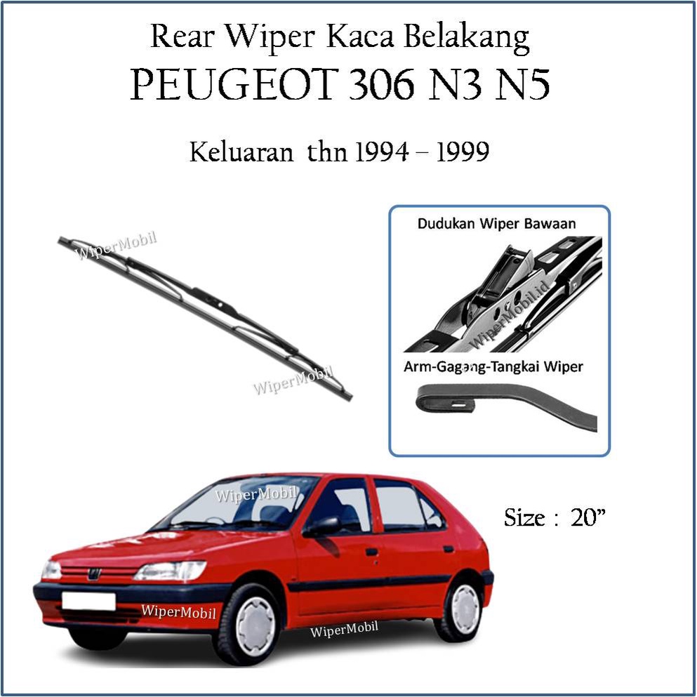 Wiper Bosch Kaca Belakang Peugeot 306 N3 N5 1994 1995 1996 1997 1998 1999
