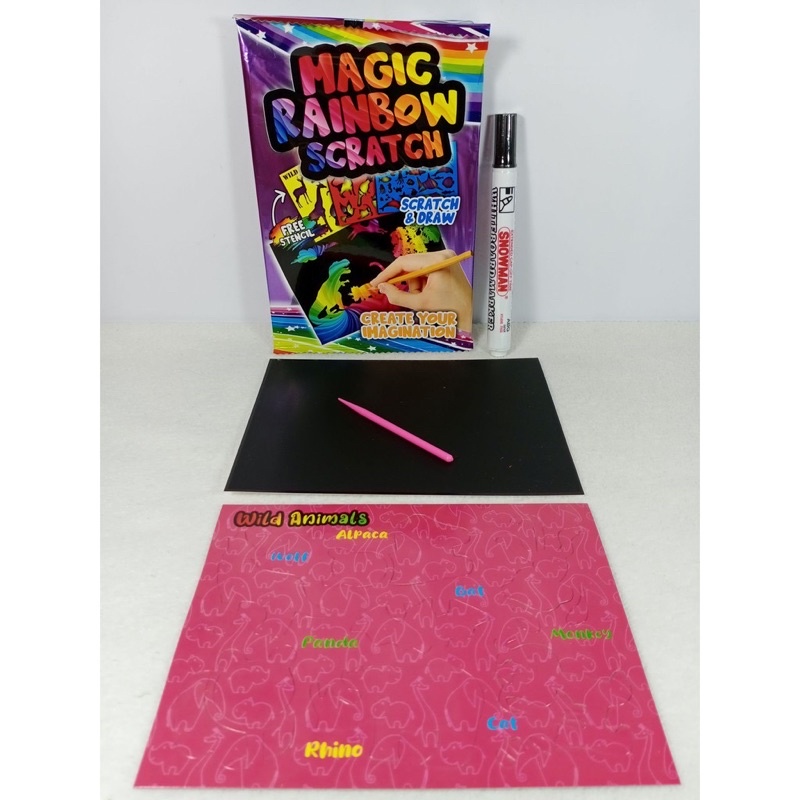 mainan edukasi anak magic rainbow scratch and draw / mewarnai gosok /