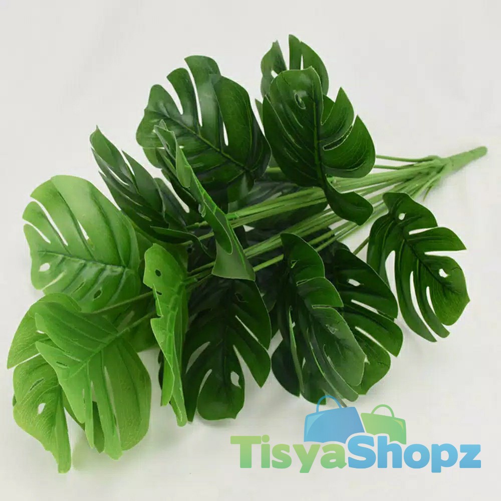 Daun Monstera JUMBO Tinggi 58 cm / Monstera 18 Cabang / Monstera Artificial [ TANPA POT ]