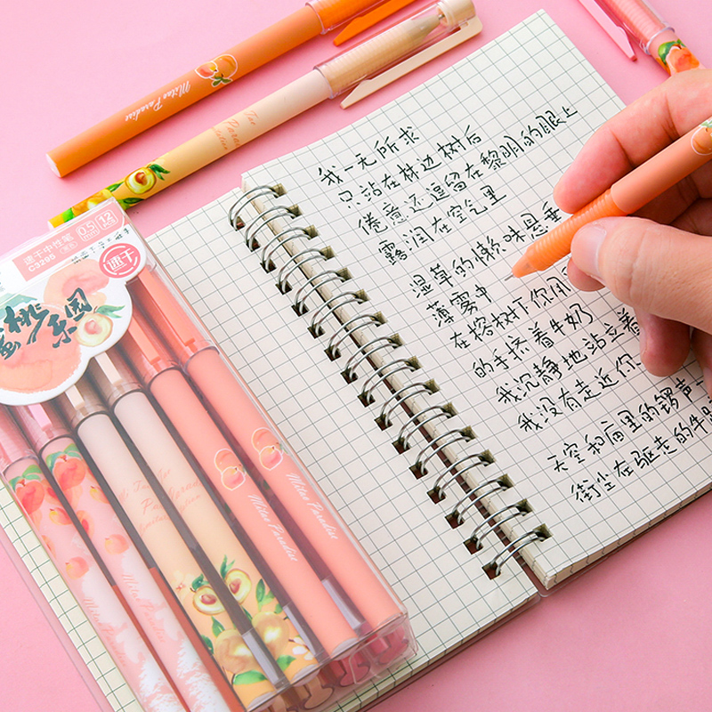 [Ready Stock] 0.5mm Black Ink Quick-Drying Gel Pen Cute Girl Pink Signature Pen