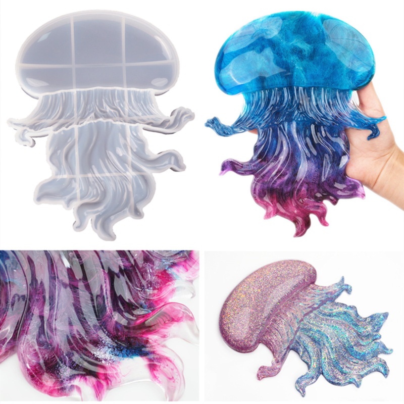 SIY  Mould Cute Marine Animal Resin Molds Coaster Crystal Molds Jellyfish Shape DIY Casting Marine Life Ocean Theme for Kids