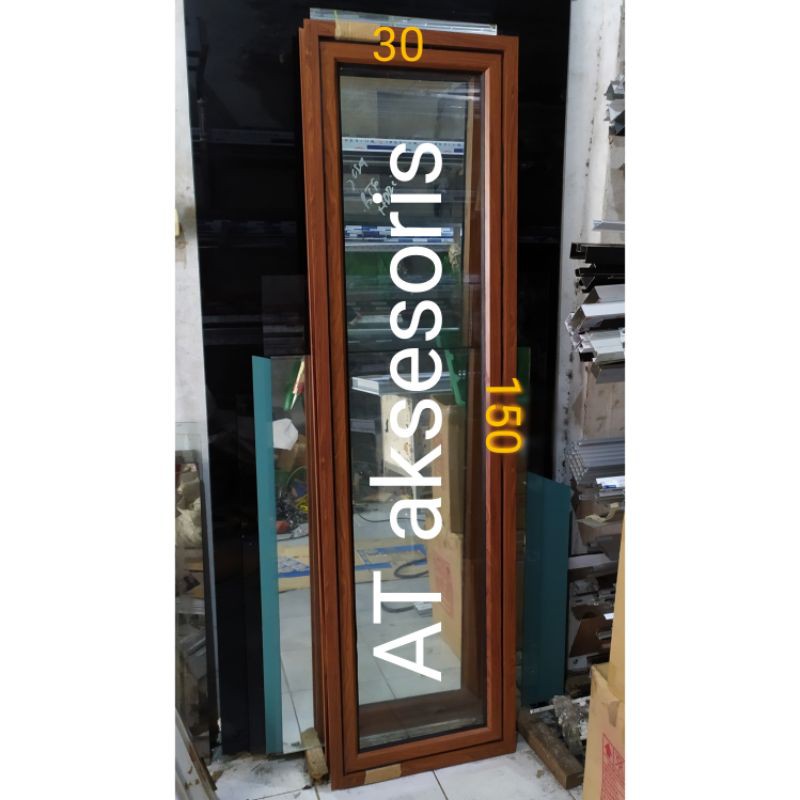 jendela aluminium 30x150 serat kayu