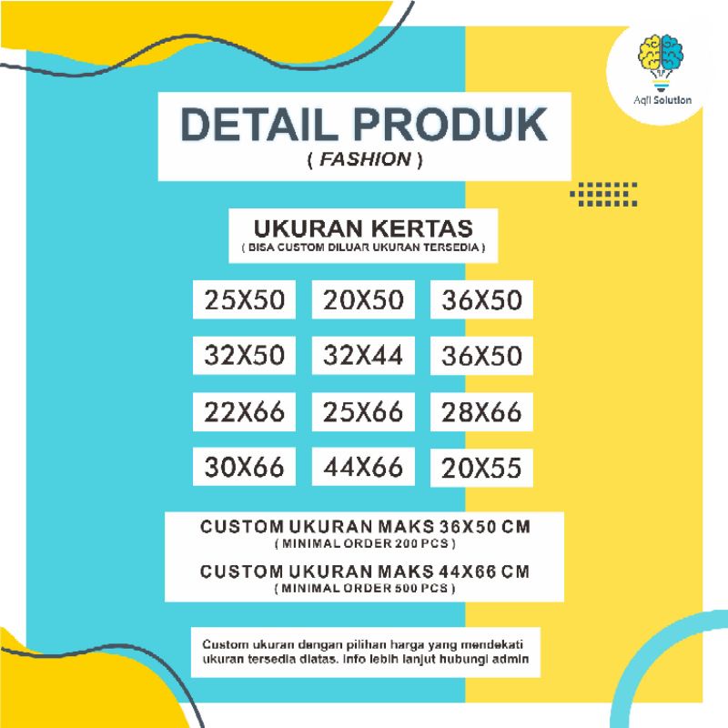 (Custom Logo) Cetak Wrapping Paper Kertas Roti Tisu Doorslag Perlengkapan Kemasan Kado Hampers Baju By Aqilsolution