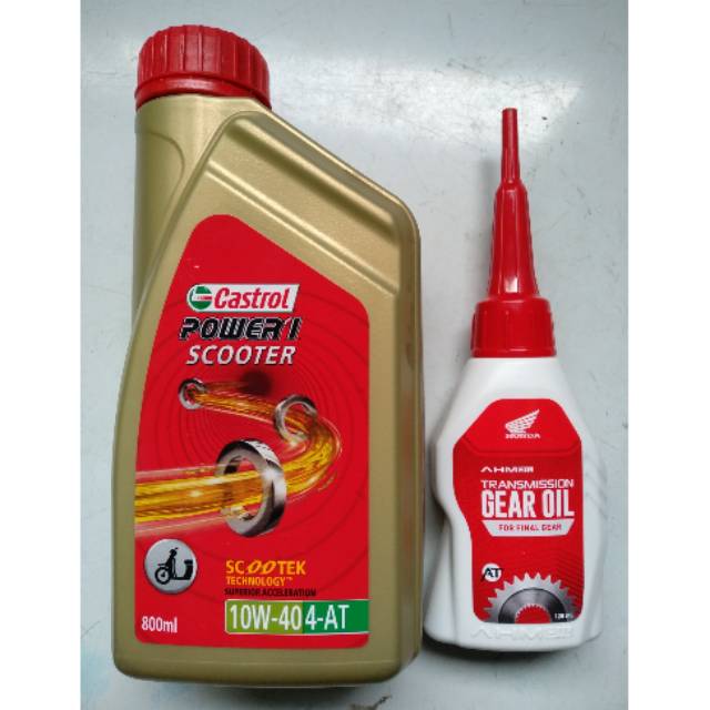 Paket oli castrol matic power 1 0,8 lt + oli gear asli AHM 120 ml all motor matic honda.yamaha.suzuki