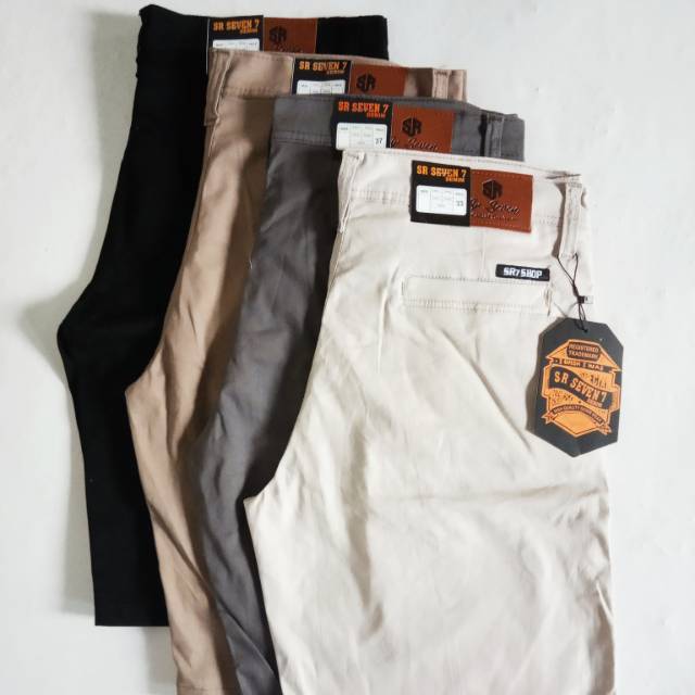 Celana chino pendek pria bahan streath  melar original Jumbo Big size katun polos slim fit 27-44