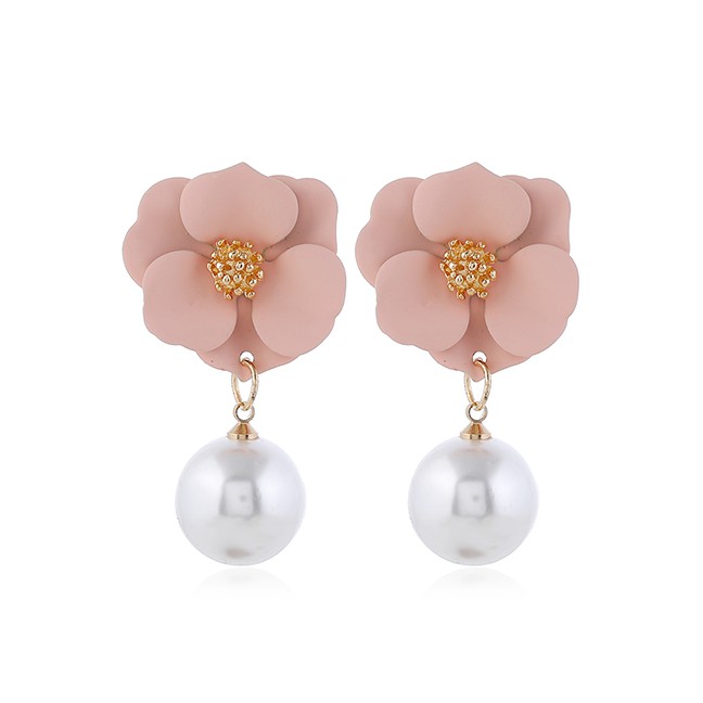 LRC Anting Tusuk Fashion Flower Pearl Alloy Irregular Earrings A6099X