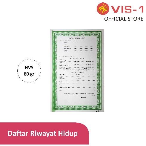 

VIS-1 Daftar Riwayat Hidup / Ukuran F4 / DRH / isi 10 lembar
