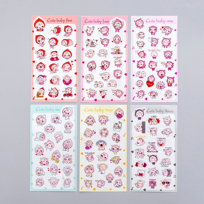 imoda 6Lembar Stiker Hewan Lucu DIY Diary Scrapbook Dekorasi Stiker-C