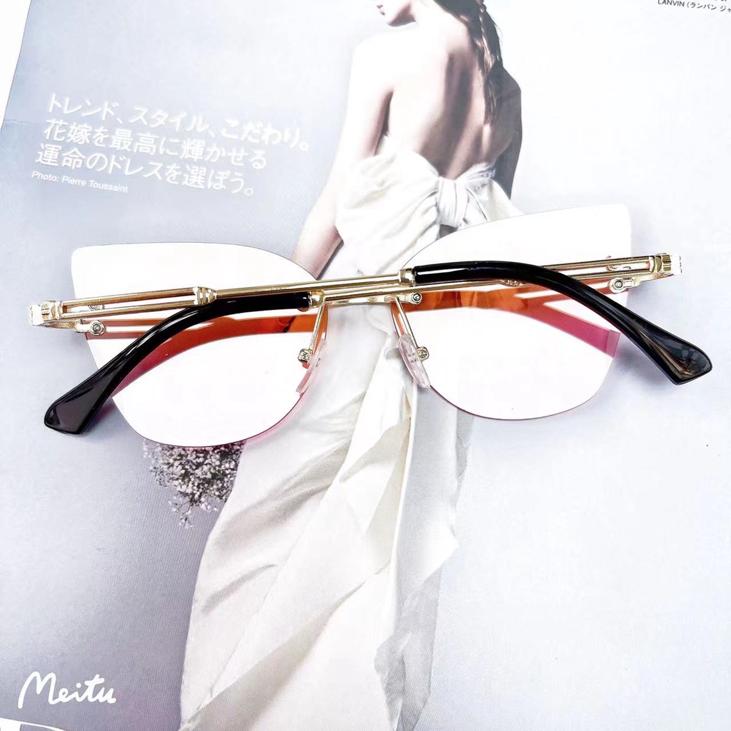 Rowling(ka-211)Kacamata  Hitam Terbaru Wanita No Frame Titanium cat eye Style Kacamata Fashion Murah/Kacamata Sunglasses Import Wanita Kacamata Fashion