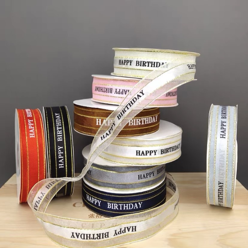 

Pita / Ribbon Tulisan Happy Birthday Warna Warni per Meter