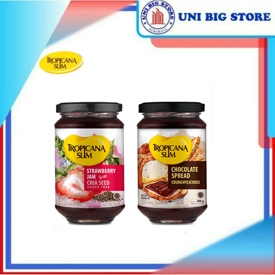 

Tropicana Slim Selai Chocolate Spread 300 gr - Strawberry Chiased Jam 375 gr