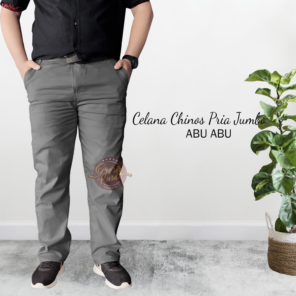 Celana Chinos Premium Super Jumbo Abu 39 - 56