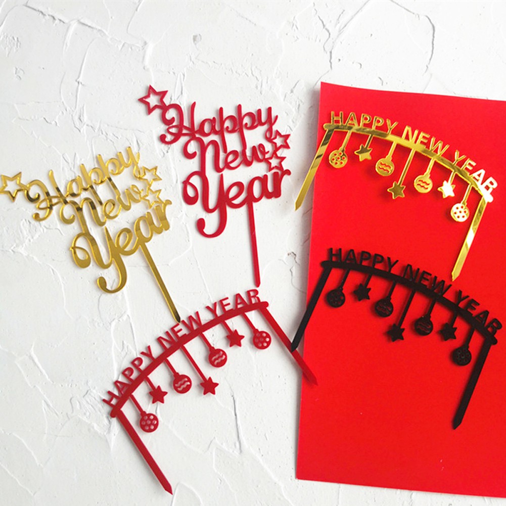 Topper Kue Desain Happy New Year Untuk Dekorasi Pesta