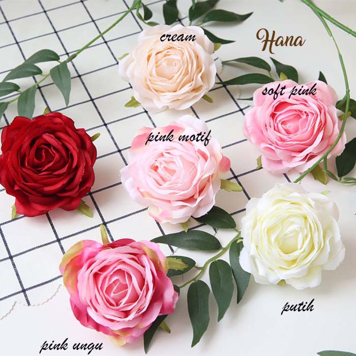 Bunga mawar artificial / bunga plastik dekorasi (tanpa tangkai)