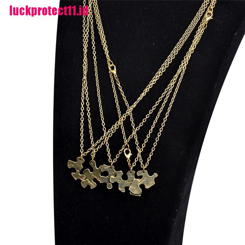 【LUCK】5PCS/1Set Interlocking Jigsaw Puzzle Pendant Necklace Best Friends Friendship