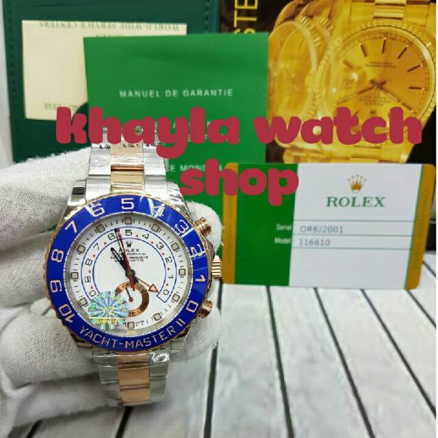 Jam Tangan Pria Rolex Yacth Master GMT Automatic Gold Blue Swiss Clone 1.1