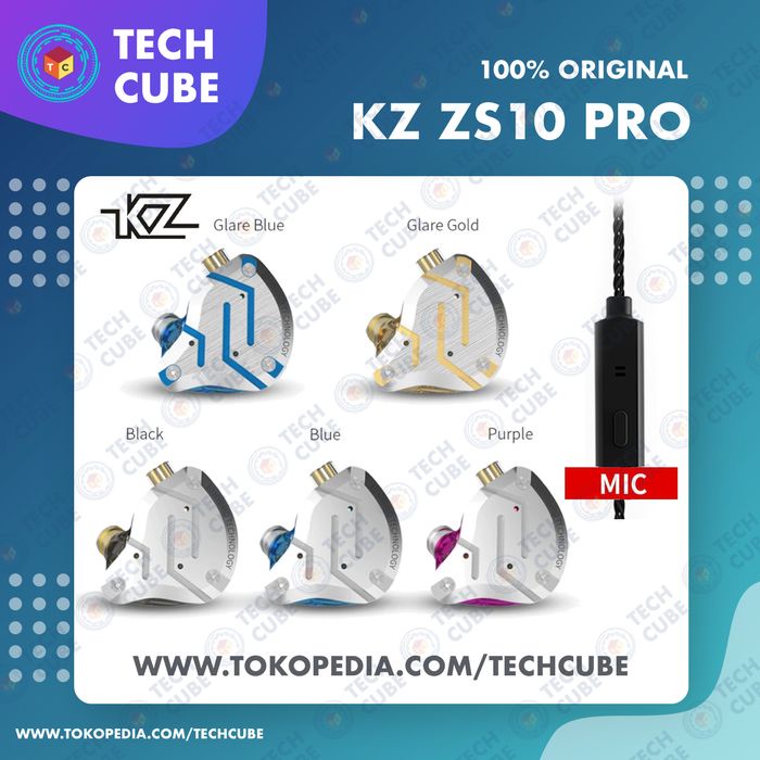 Kz Zs10 Pro With Mic Hybrid Bass Earphone Alt Zsx Zst Zsn Pro - Glare Gold Mic