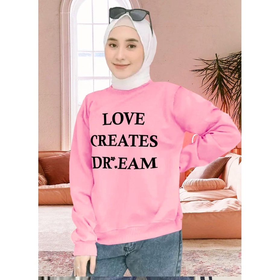 Kaos Lengan Panjang DREAM / Kaos Sweatshirt / Atasan Wanita / Atasan Wanita Lengan Panjang / Atasan Import / Kaos Wanita Blus