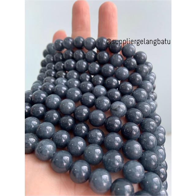 bahan batu 10mm GREY Agate glossy aksesori korea gelang kalung ABU ABU