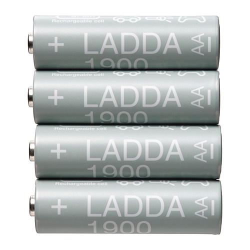 LADDA Baterai yg dapat diisi ulang 4 pcs HR6 AA 1.2V 1900 mAh