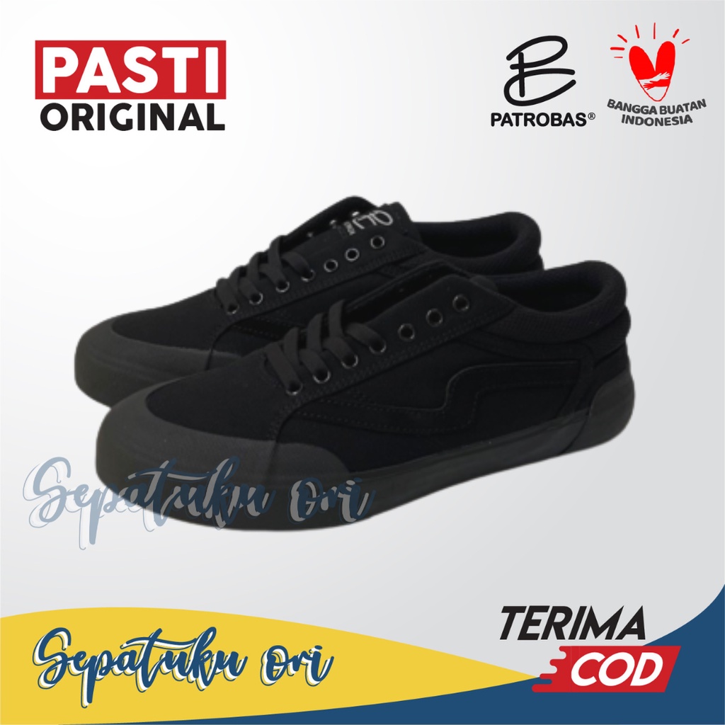Sepatu Patrobas Cloud Low Full All Black Original Sneakers Casual Pria Wanita Hitam Original