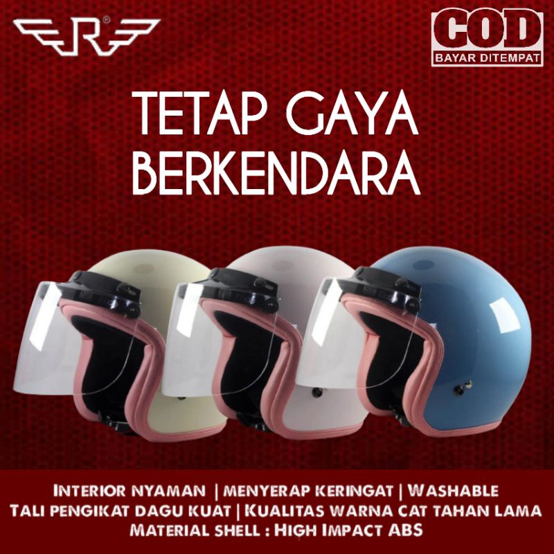 Helm Bogo Hijab Helm Bogo Pastel Wanita Helm Bogo Kaca Datar Premium Rimc Helmet Rosa Rider Store