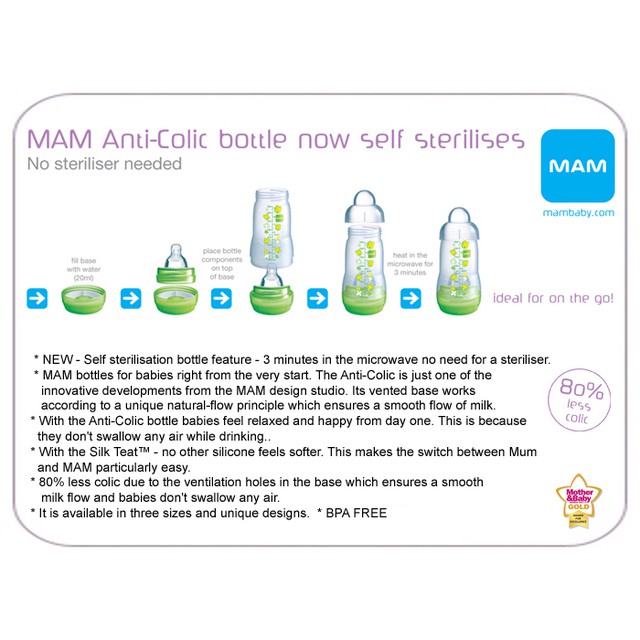 MAM Anti colic Bottle / Pure MAM / Botol Susu Bayi MAM