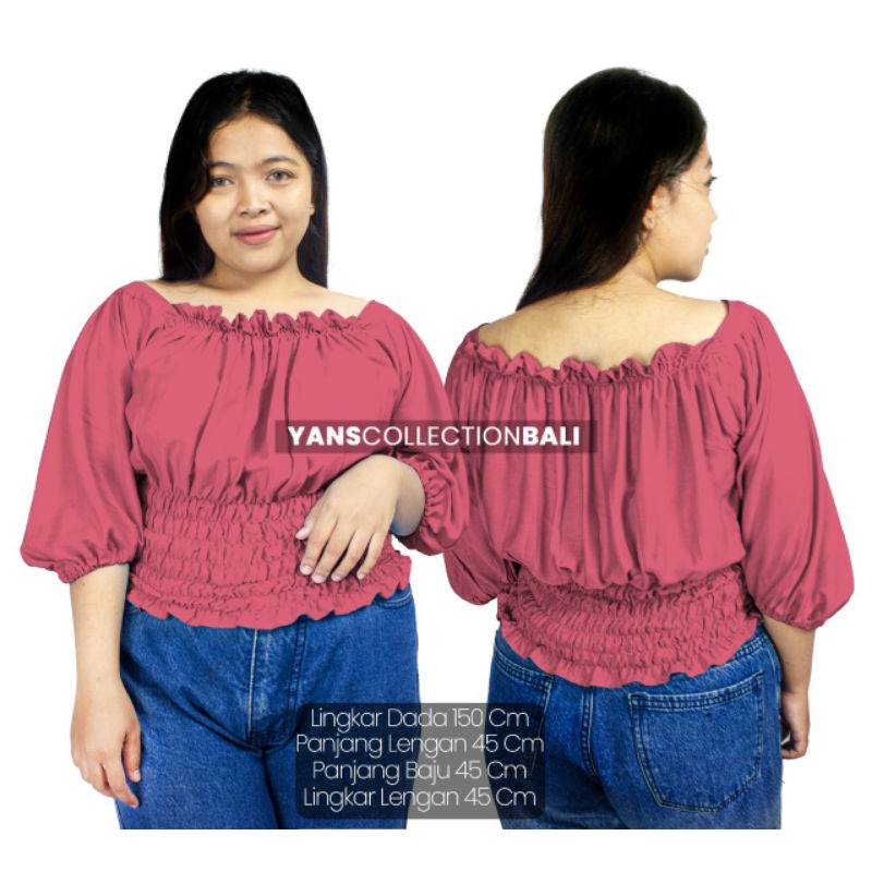 Blouse Wanita Jumbo XXXL BALI Murah Top Sabrina Super Jumbo KOREAN