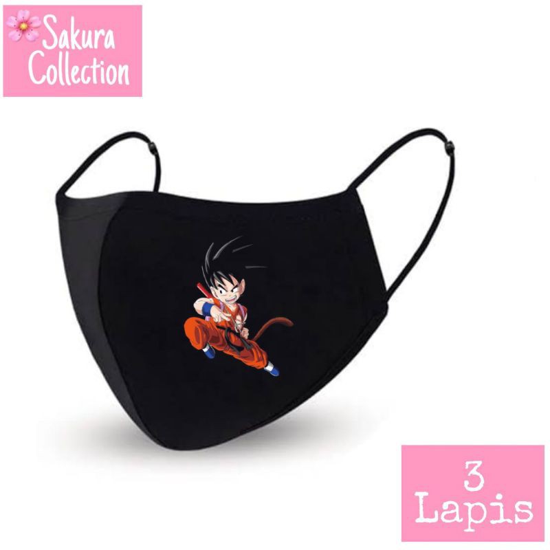 Masker kain 3 lapis - Dragon Ball (Goku)