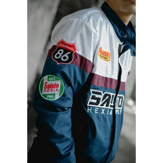 Jaket Nascar Slvhx Racing Team Jaket Salvio Hexia Jaket Parasut Salviohexia Jaket Pria Maroon Black