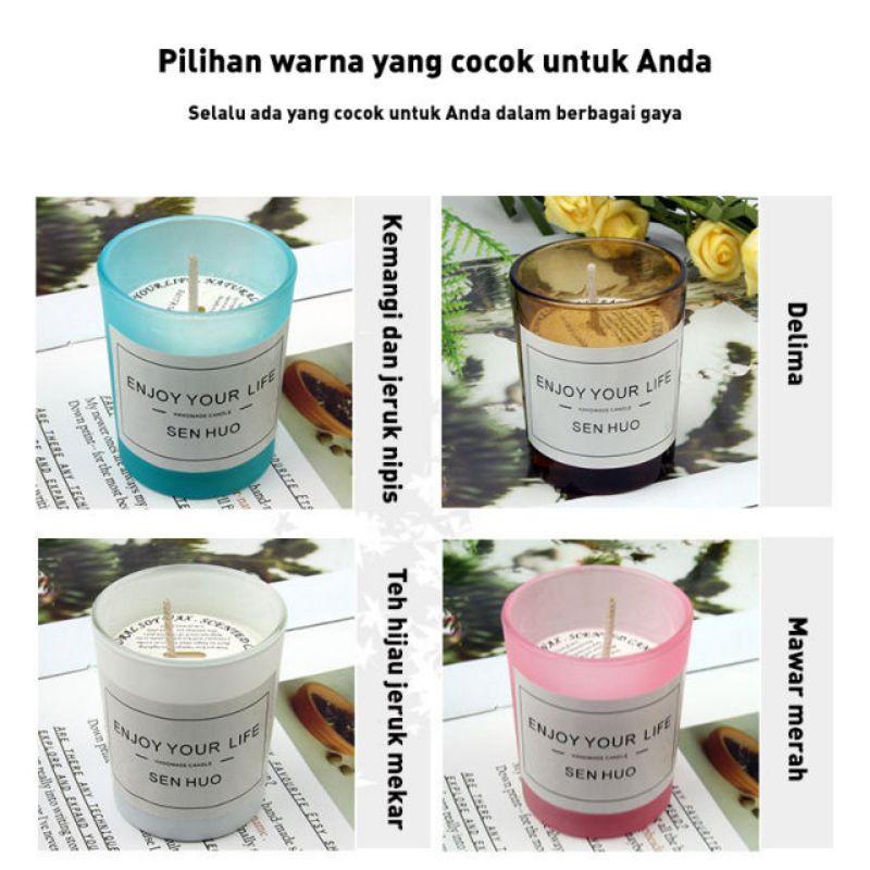 lilin aromaterapi Scented Candle pengharum ruangan aromaterapi Tanpa Asap Nuansa Romantis 160g original