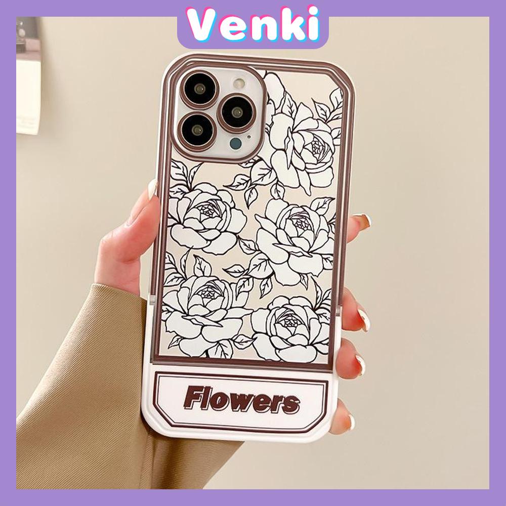 iPhone Case Acrylic Invisible Folding Stand Silicone Soft Case Airbag Shockproof Cover Camera Retro Flower Compatible For iPhone 11 Pro Max 13 Pro Max 12 Pro Max 7Plus xr XS Max