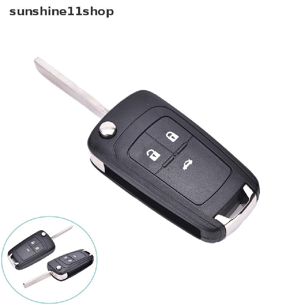 Sho Rumah / Casing Kunci Remote Lipat 3 Tombol Plastik Warna Hitam Untuk Chevrolet Cruze N