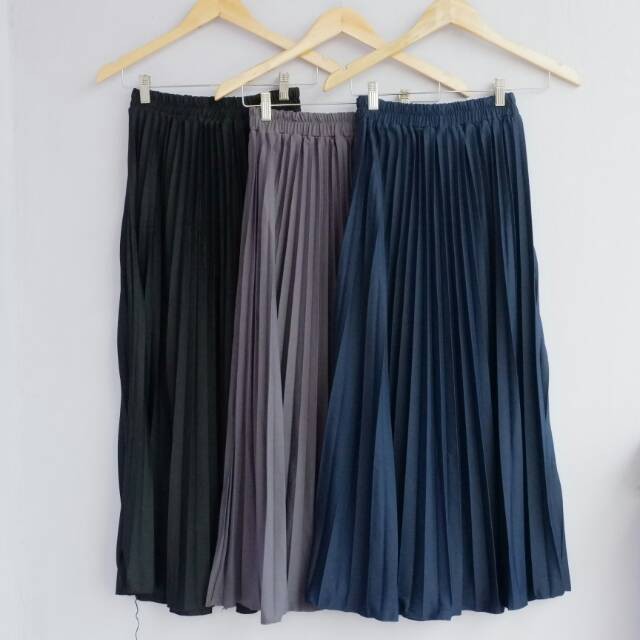 Rok Plisket Payung Polos Panjang Premium Pleated Wanita Tania Skirt