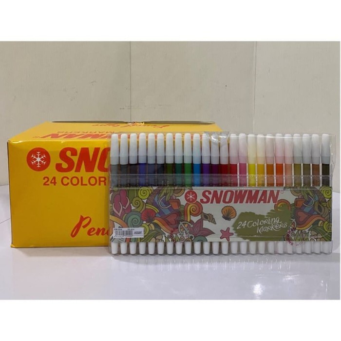 

tulis-alat-paket- spidol kecil snowman 24 warna (pw-24a) -paket-alat-tulis.