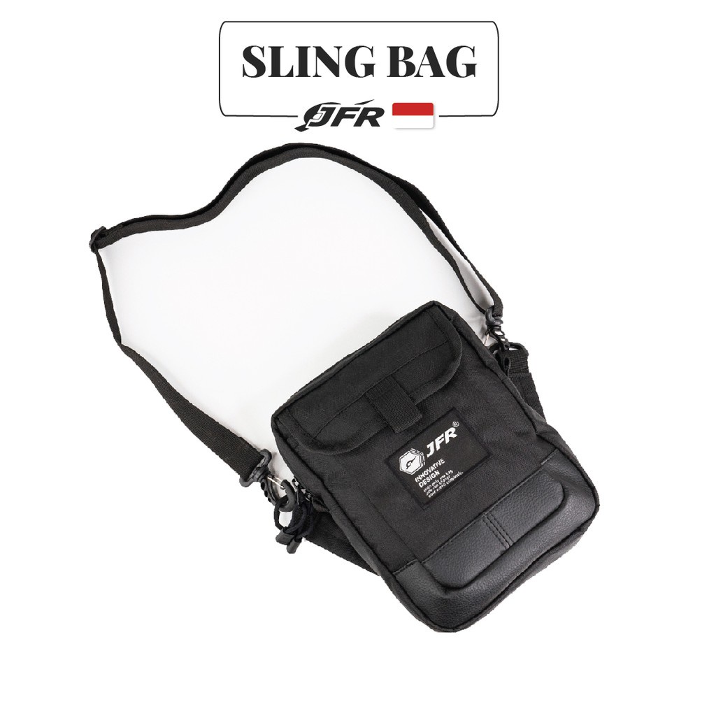 Tas Selempang Pinggang Waist Bag Bahan Polyester JT12 Hitam JFR