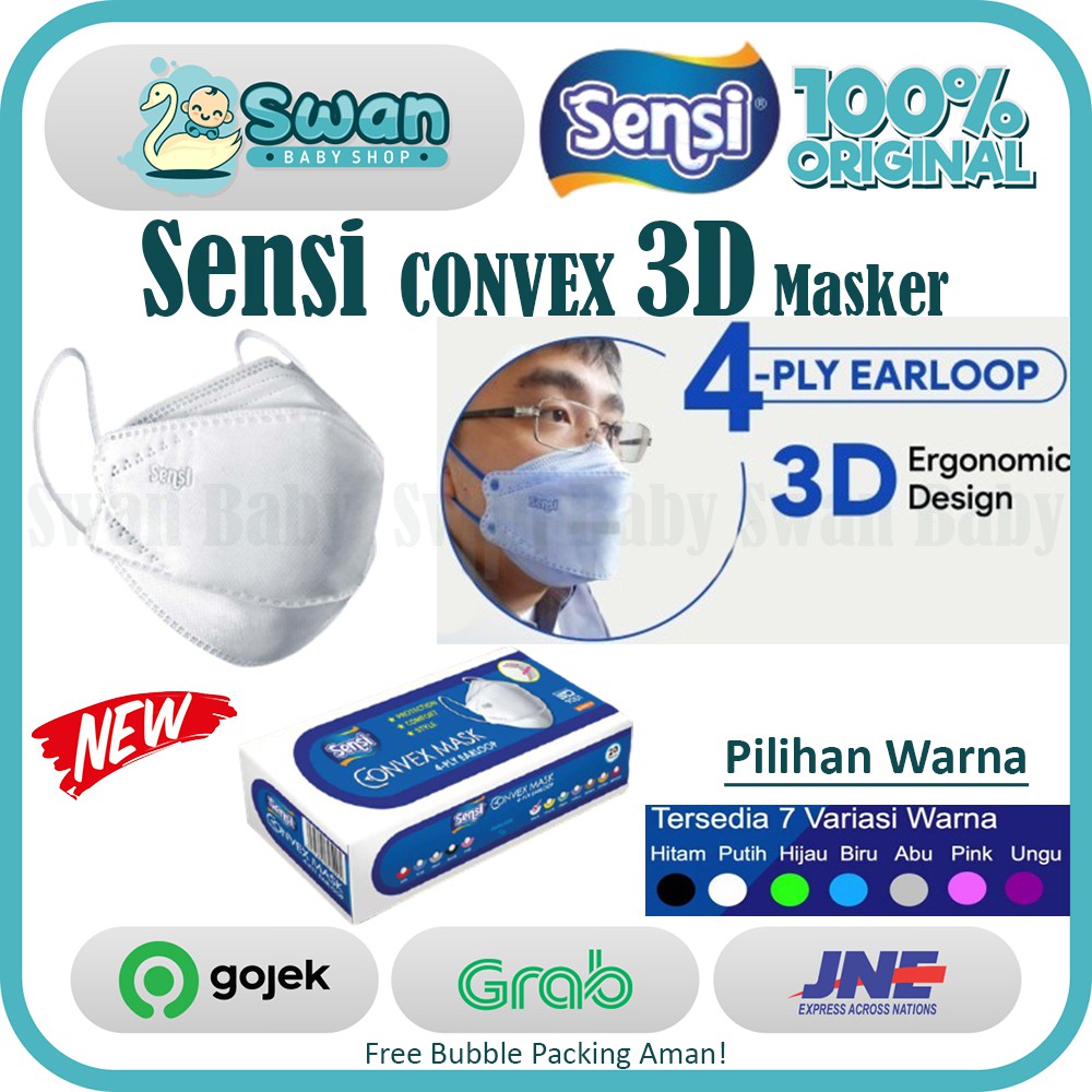 Sensi Convex Mask 4 Ply / Masker Earloop 4 Ply / Masker 3D Sensi ...