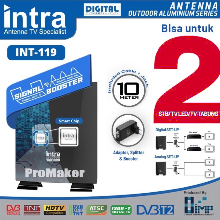 Antena Tv Luar Dalam Intra INT-119 Bisa 2 Tv Digital Analog Original