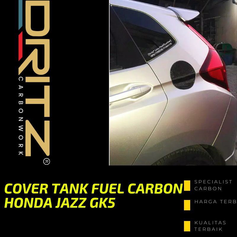 Carbon Kevlar Cover TANK FUEL CARBON HONDA JAZZ GK5 2015 2021 Aksesoris Karbon Modifikasi Eksterior 