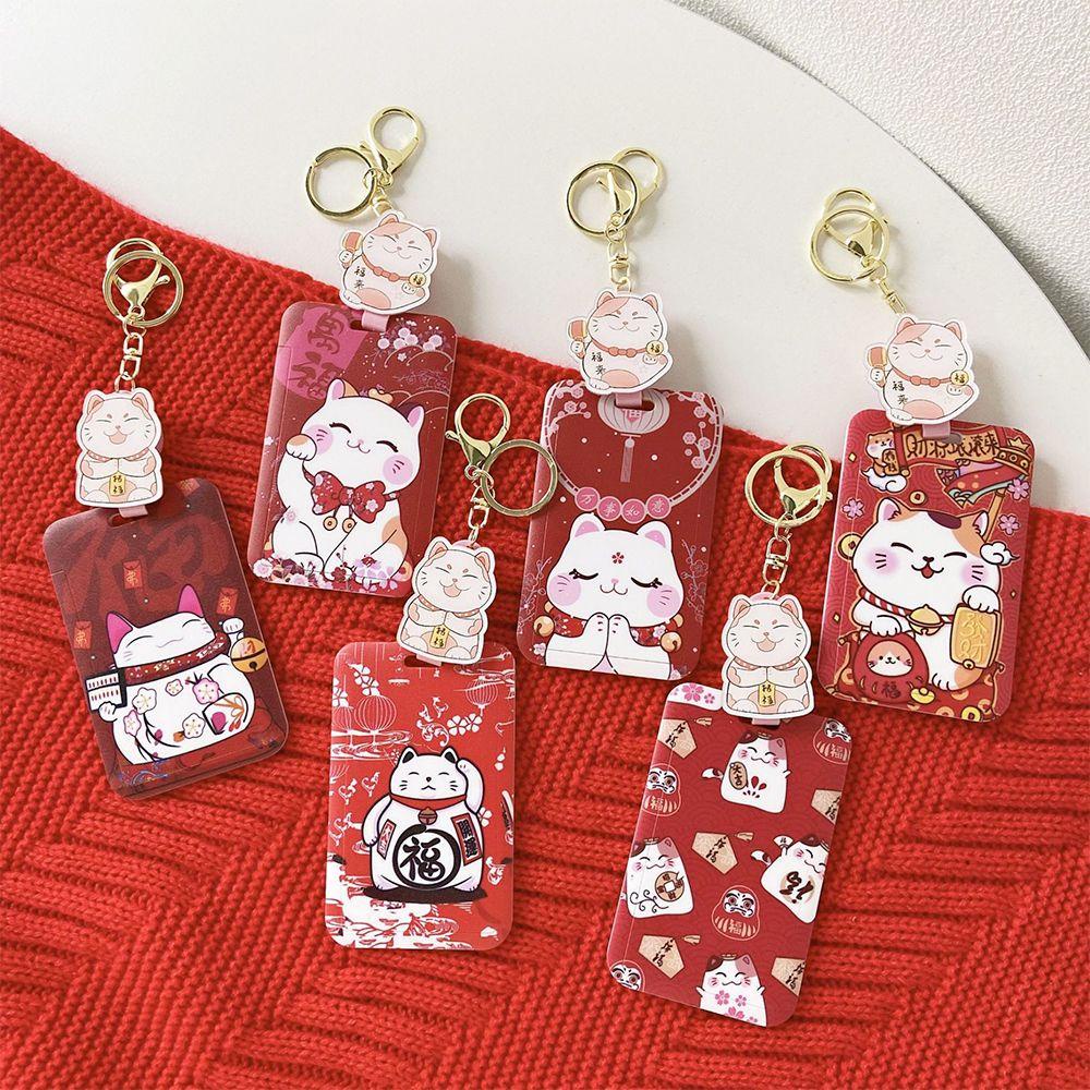 R-cover Pelindung Kartu ID Motif Bunga Fortune Cat