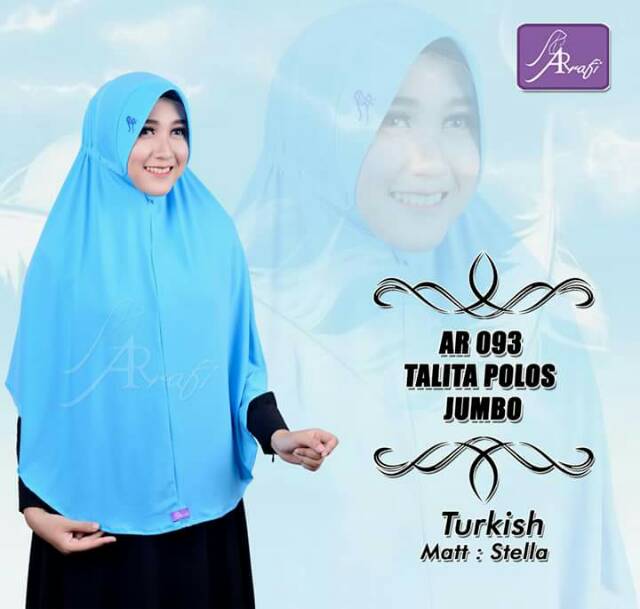 Hijab Arrafi : AR 093 Talita Jumbo list polos / Hijab syar'i / Kerudung syar'i / bergo instan