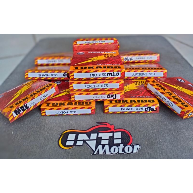 Ring Piston Seker Motor Semua Size Standard 25 50 75 100 Grand Vario Beat Karisma Supra 125 Blade Jup ZR Shogun Fiz os size Std merk Tokaido OVERSIZE UKURAN LENGKAP Ring Peston all jenis Motorcycle KIT SET LENGKAP LINGKARAN CINCIN-1