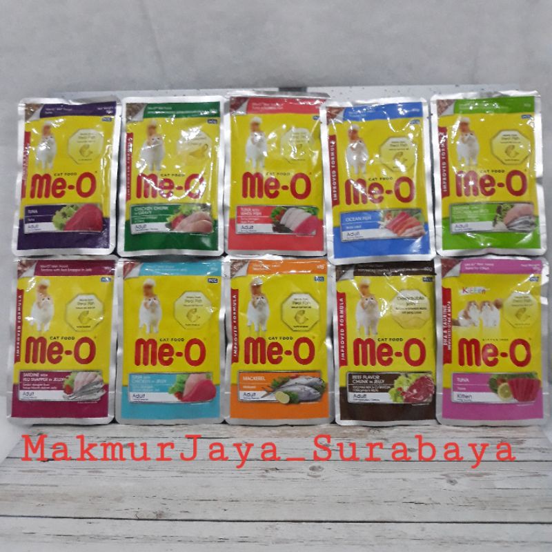 MEO pouch 80gr Makanan Kucing Basah.Wet food Kitten&amp;Adult Varian