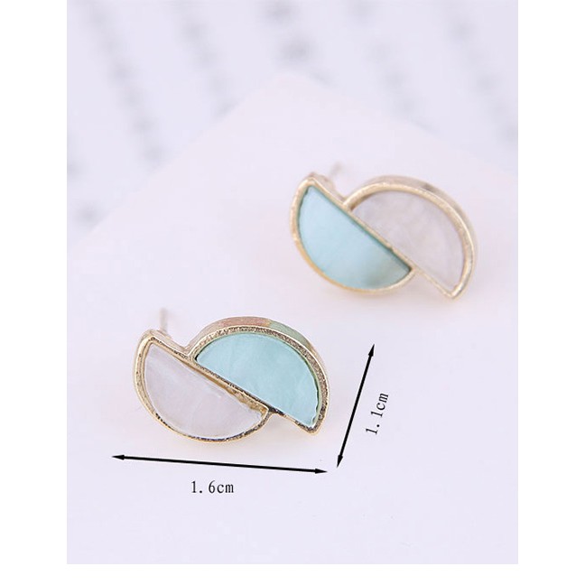 LRC Anting Tusuk Fashion 925 Silver Needle Crescent Double Earrings A58795