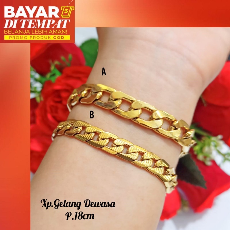 Gelang TITANIUM Rantai 24k wanita pria,emas Hongkong Tidak karat | COD